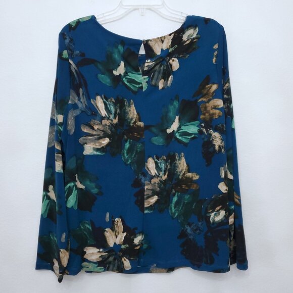 Calvin Klein Dark Floral Fairy Long Sleeve Women's Stretchy Blouse Top Size 1X - Picture 5 of 12